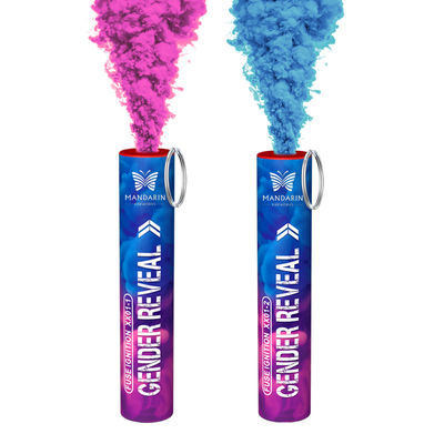 中国の工場の日中の結婚式のハンドヘルドカラー煙フレア花火ベビーシャワー性別発表パーティー性別発表スモークボム