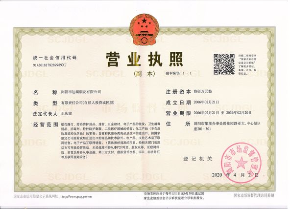 中国 Liuyang Mandarin Fireworks Co., Ltd. 認証